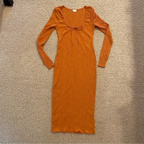 Camila Coelho Womens Textured Bodycon Stretch Sexy Maxi Dress Orange Size S - Picture 1 of 6
